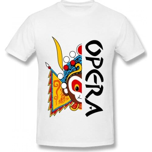 Beijing Opera Types of Facial Makeup In Operas Monkey King with Flags T-shirt Kawaii Cute Mens Short Sleeve Standard T Shirt