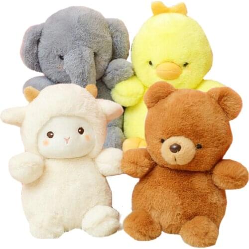 Ferry Plush Elephant Lamb Plush Toy Stuffed Cartoon Animals Baby Cuddly Plushie Doll Chick Brown Bear Toy for Kids Birthday Gift