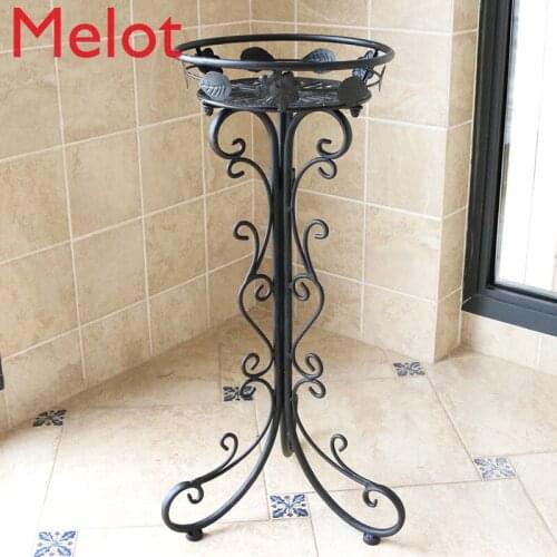 Flower stand flower pot rack single Floor type wrought iron European style indoor living room hanging orchid plant rack