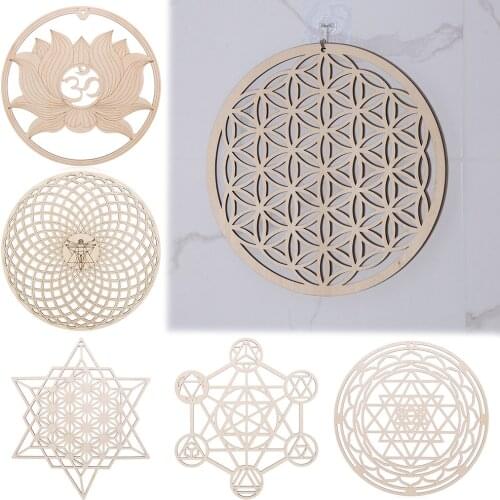 14cm/30.5cm Flower of Life Energy Mat Laser Cut Wooden Crafts Wall Sign Art Home Decor Handmade Coasters Geometry Ornament