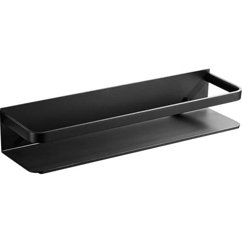 Bathroom Shelf Aluminum Shower Rack Corner Shelf Nail Punched Wall Mounted Storage Organizer Rack Black Kitchen Shelf 30/40/50CM