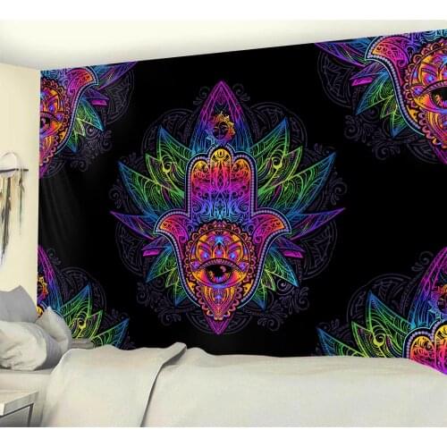 Psychedelic scene lucky hand home decoration tapestry Bohemian decorative Hippie yoga mat Mandala sheet