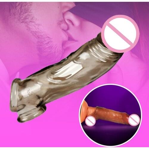 Realistic Silicone Penis Extender Sleeve Delay Double Opening Reusable Ejaculation Condoms Sex Toys For Man Cock Sleeve M2