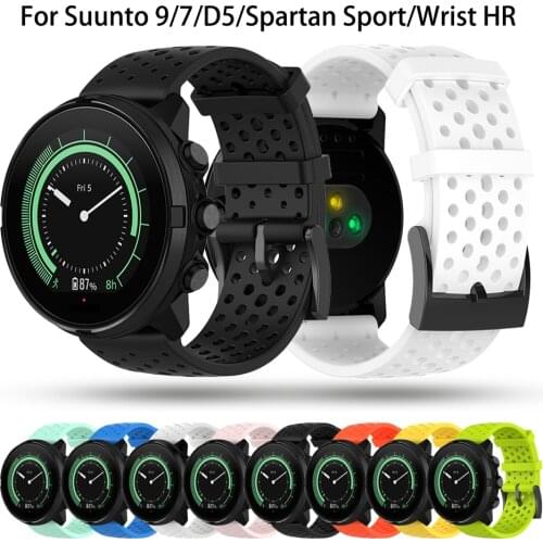 24mm Silicone Watch Band for Suunto 9/7/D5/Spartan Sport/Wrist HR Sport Breathable Strap Watchband Bracelet for suunto 9 Baro
