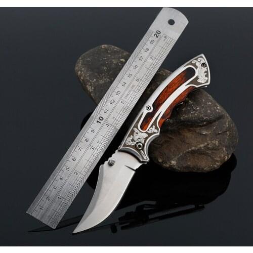 Folding Knife Tactical Outdoor Survival Knives 440 Stainless Steel Pocket Knife Wooden Handle Hunting Camping EDC Tools
