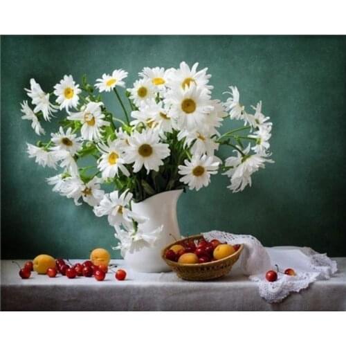 Daisy vase diamond painting full flowers 5d diy mosaic embroidery rhinestone picture puzzle toy drawing wall decor craft gifts