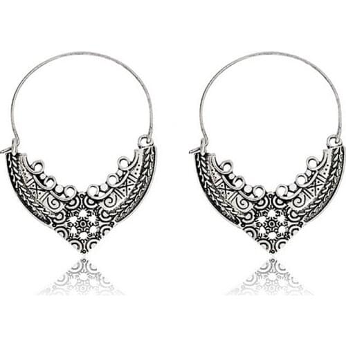 Vintage Ethnic Totem Earrings Hollow Carved Glamor Declaration Ethnic Earrings Geometry Fashion Earrings Girl Fashion Jewelry