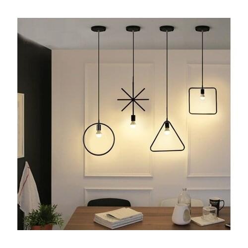 Vintage Loft Iron Geometrical Figure Pendant light Hanging Light White/Black Finished Droplight for bar restaurant bedroom