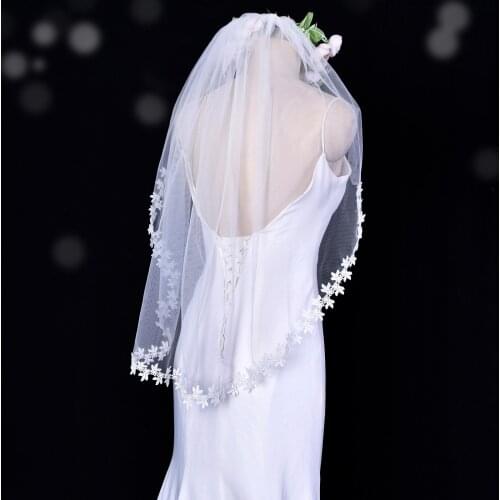 ZMV53 Elegant Atmosphere Lace Applique Wedding Veils With Comb Girlfriend Short Wedding Hair Accessories Tulle Bridal Headwear