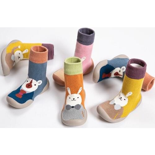 Toddler Baby Knitted Leopard Floor Socks Shoes with Rubber Soles Infant Anti-slip Indoor Socks Newborn Spring Summer Autumn