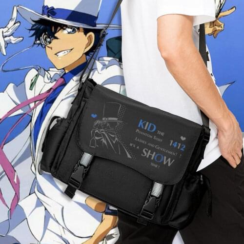 Japan Anime Detective Conan Case Closed Kaitou Kiddo Casual Satchel Shoulders Bag Women Men Student Schoolbag Messenger Bag Gift