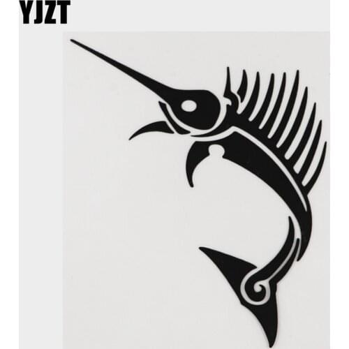 YJZT 12.9CM×15.6CM Personality Swordfish Marine Vinyl Decal Car Sticker Black/Silver 18A-0064