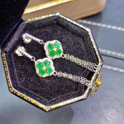 New Arrival Real Natural Emerald Earring Natural And Real Emerald Earring 925 sterling silver Fine jewelry For men women