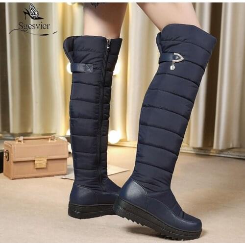 Sgesvier Fashion Winter Keep Warm Plush Snow Boots Down Over The Knee Boots Footwear Platform Thigh High Fur Winter Boots Women