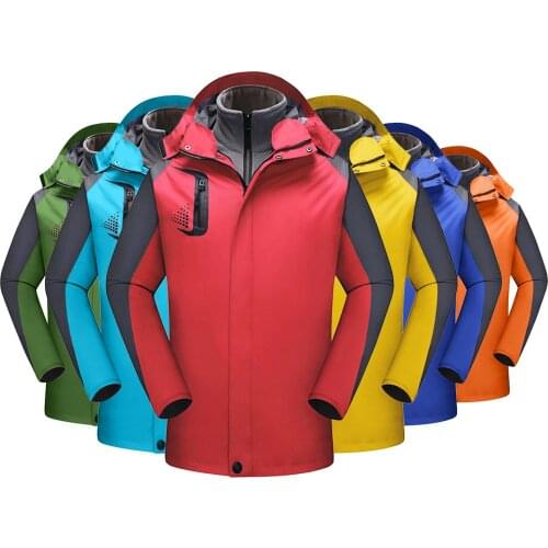 Winter Womens Thick Coat Outdoor Large Size Waterproof Removable Three-In-One Skiing Warm Fleece Mountaineering Sports Jacket