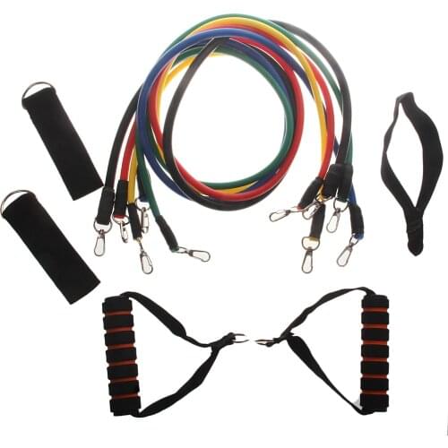 11Pcs/Set Pilates Latex Tubing Expanders Exercise Tubes Practical Strength Resistance Band Sets Fitness Equipment