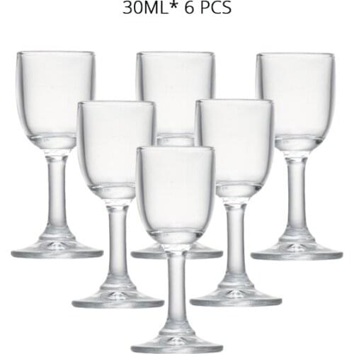 1oz 6PCS Machine Made Lead-Free Glass Shot Glasses with Stem Liquor Glass Set for Drinkware Wedding Family Bar Party 30ML