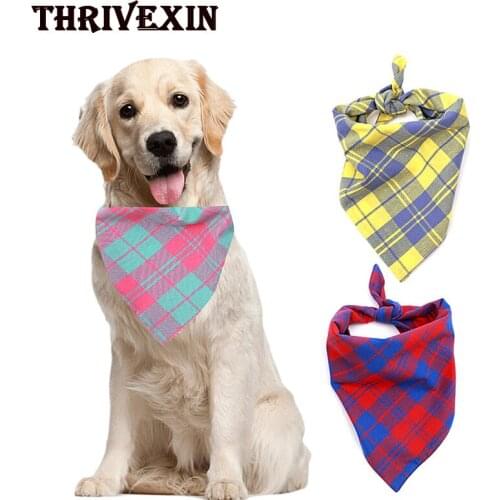 Pet Dog Bandana Classic Red Black Plaid Cat Puppy Neckerchief Pets Grooming Accessories Dogs Neckerchief Scarf Dog Saliva Towel