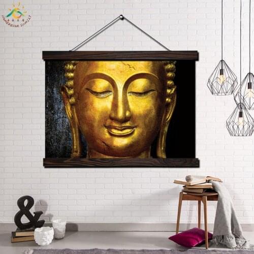 Buddha Tradition Image Single Vintage Posters and Prints Scroll Painting Canvas Wall Art Pictures Frame Painting Art Home Decor