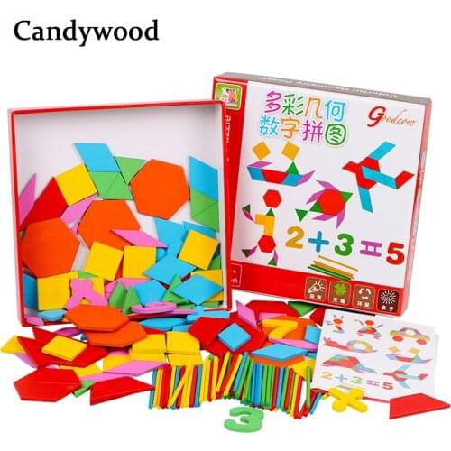 Candywood Montessori Colorful Geometric Digital Puzzle Kids Early Learning Education Math Toys For Children Boy Girls Gift