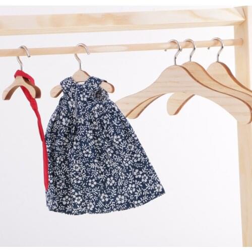 Dolls Wooden Clothes Hanging Rack for 1/6 BJD Doll Furniture Natural Color
