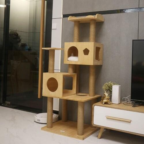 Solid Wood Cat Climbing Frame Cat Villa Multi-layer Cat Shelf Cat Climbing Toy Cat Scratching Post Cat Crawling Furniture