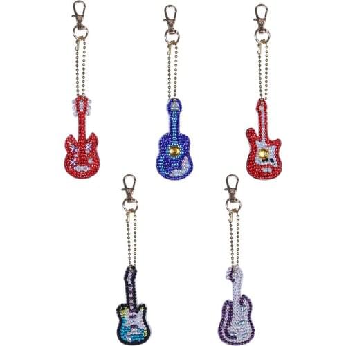 Piano Design DIY Diamond Keychain Painting Christmas Gift 5Pcs DIY Special Full Drill Woman Girl Jewelry Keyring