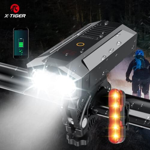 X-TIGER Bike Light 1800 Lumens MTB Road Bike Front Lamp Bike Accessories Rainproof USB Rechargeable LED Bike Flashlight