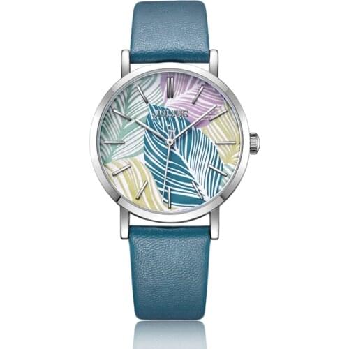 Julius Watch JA-1090 Leaf Style Geometrical Pattern Modern Design Dial Fashion Leather Ladies Dress Watch 30M Waterproof Whatch