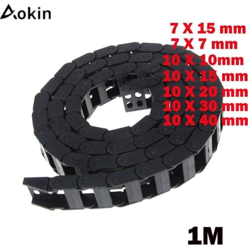 Aokin 7x15 mm 7*15mm 7X7 10 X 20 30 40 mm L1000mm Cable Drag Chain Wire Carrier with End Connectors For CNC Router Machine Tools