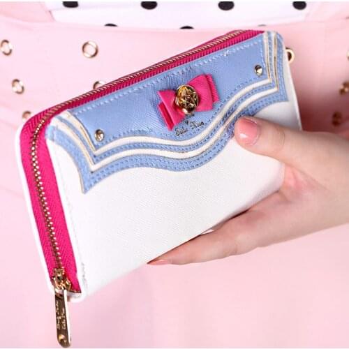 Kawaii Sailor Moon Designer Leather Long Wallet Women Japanese Fashion Brand Lady Zipper Purse Lovely Handbag Clutch Female