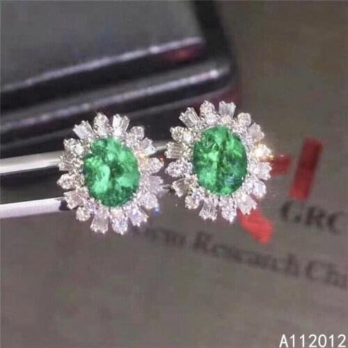 KJJEAXCMY fine jewelry natural Emerald 925 sterling silver popular girl earrings new Ear Studs support test hot selling