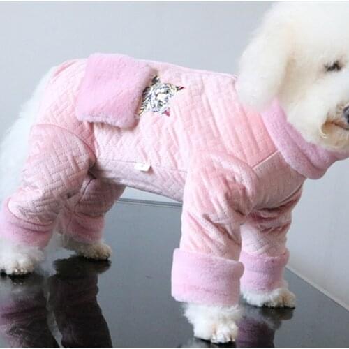 Pet Dog Winter Clothes Warm Jumpsuits Soft Thicken Double Layer Velvet Jacket Puppy Pajamas For Small Dogs Coat Chihuahua Poodle