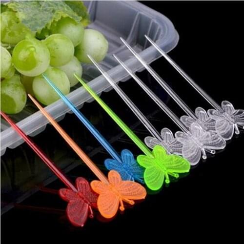 Kitchen tableware dessert cocktail sign butterfly craft fruit toothpick interesting Fruit salad Fork Toothpick 400pc/lot