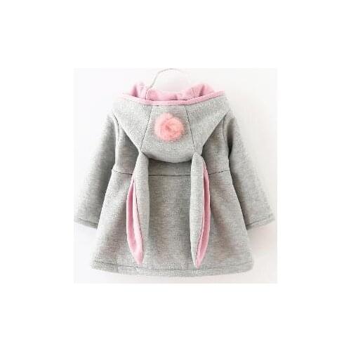 Girls coats Cartoon cute rabbit ears thick warm hooded girls long-sleeved childrens jacket coat pink / gray / red baby jacket