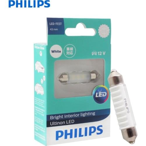 Philips Ultinon LED Fest 43mm 12V 11864ULWX1 Festoon 6000K Cool White LED Turn Signal Interior Light License Plate Lamp (Single)