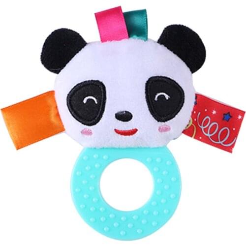 Infant Cartoon Animals Toys Hand Grasping Silicone Teether Rubber Rattle Doll BB 0-12 Month Plush Stuffed Educational Toy