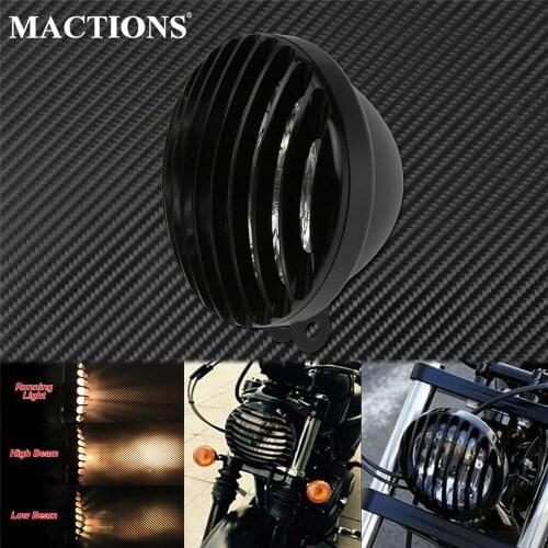 Motorcycle Universal 6.5" Halogen Headlight With Grill Cover High Low beam Headlamp For Harley Touring Softail Dyna Sportster XL
