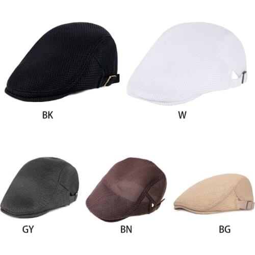 Mens Breathable Mesh Summer Duckbill Hat Newsboy Beret Ivy Cap Cabbie Flat Soft
