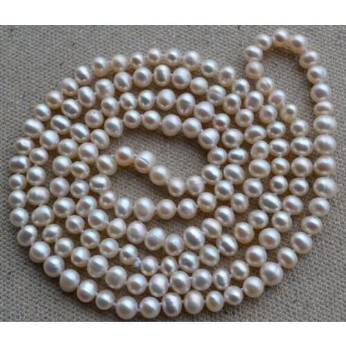New Arrival Favorite White Pearl Long Necklace 6-7mm Genuine Freshwater Pearl Wedding Handmade Fine Jewelry Lady Gift