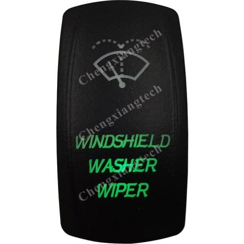 WINDSHIELD WASHER WIPER Rocker Toggle Switch 7Pins DPDT (ON) OFF ON Green Led Waterproof for 12V 24V Car Boat Marine