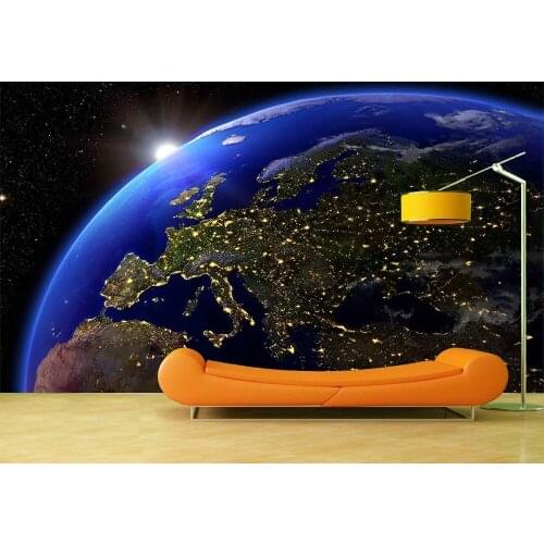 Custom 3D Photo Wallpaper Sticker Bright Earth Wall Decal Vinyl Wall Stickers Wall Decorations Living Room Poster Mural