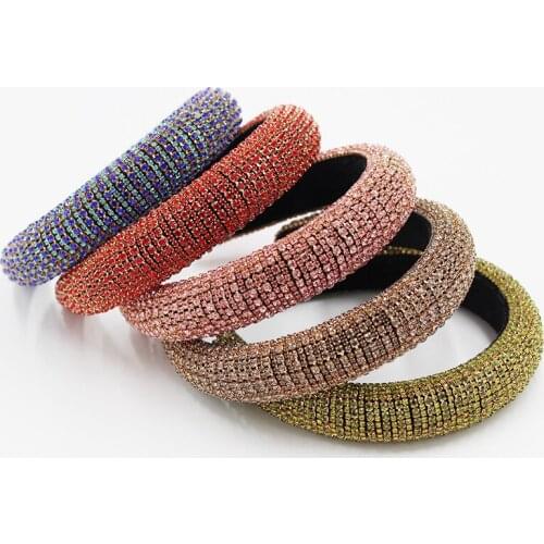 Simple baroque fashion temperament color full rhinestone dance party catwalk hair band ladies travel gifts bridal hair accessori