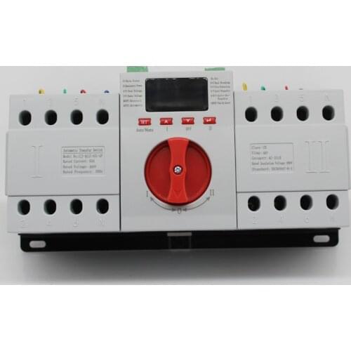 Programmable 4P ATS 63A 3 phase 4 wire dual power automatic transfer switch with fire forced switching (active DC24V) output