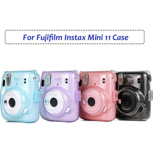 For Fujifilm Instax Mini 11 Camera Accessory Pvc Transparent Glitter Shell Instant Camera Shoulder Bag Protector Cover Case