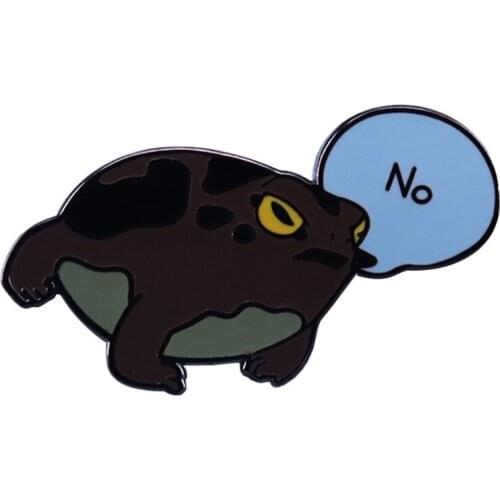 Cartoon Frog Pin Badge Cute Amphibians Funny ''No'' Toad Brooch Jewelry Accessories for Bags Clothes Caps Decoration