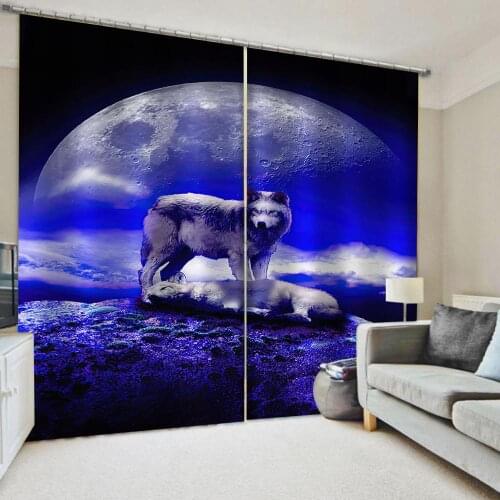 New blue blackout curtains Bedroom living room windproof thickening blackout fabric 3d curtains