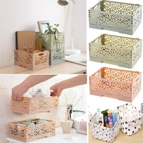 Foldable Storage Bags Plastic Desktop Storage Container Box Underwear Cosmetic Organizer Home Use Storage Basket Storage