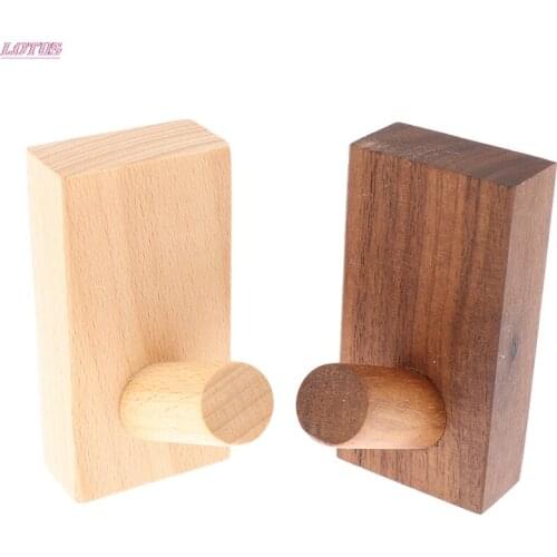 Coat Hook Back Door Hanger 3M Self Adhesive Bag Hats Belt Storage Organizer Walnut Hanging Rack Natural Wooden Hotsale 1pc