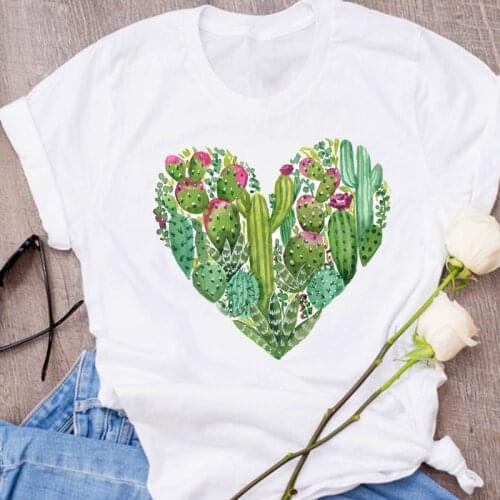 Women Graphic Plant Cactus Love Plant Fashion Printed T Shirt Cute 90s Lady Clothing Female Tees Print Tops Womens T-Shirt